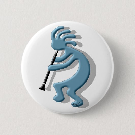 Kokopelli Clarinet Ronde Button 5,7 Cm (Voorkant)