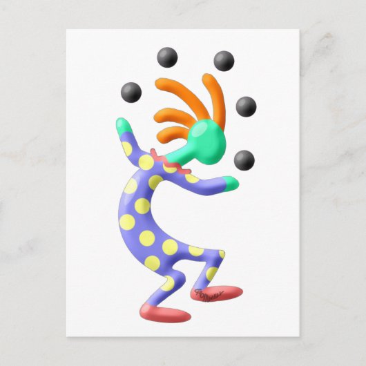 Kokopelli Clown Briefkaart (Voorkant)