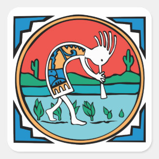Kokopelli Color Vierkante Sticker