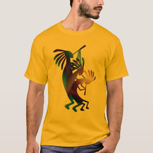 Kokopelli Dance Musician Gold T-shirt (Voorkant)