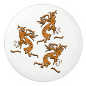 Kokopelli Dancing Musicians Keramische Knop (Voorkant)