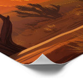 Kokopelli dansen fluit spelen op woestijnplateau poster (Hoek)