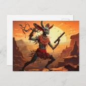 Kokopelli dansen op Cliff Edge Briefkaart (Voorkant / Achterkant)