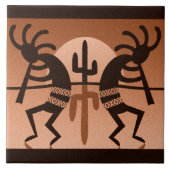 Kokopelli Desert Sun Cactus Carreaux en céramique  (Devant)