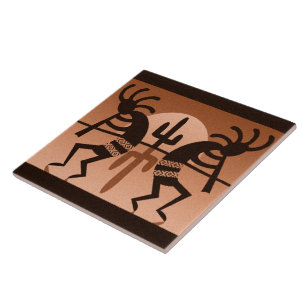 Kokopelli Desert Sun Cactus Southwest Ceramic Tile Tegeltje