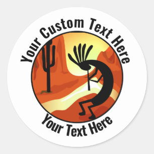 Kokopelli Desert Sunset Custom 3" Ronde Sticker
