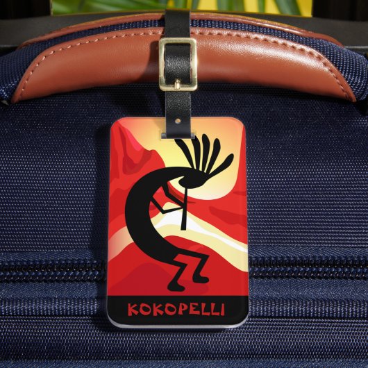 Kokopelli Desert Sunset Custom Bagagelabel (Voorkant Insitu 2)