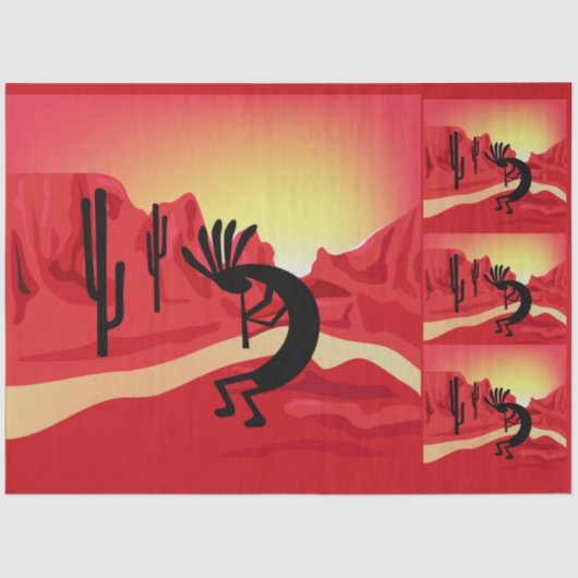 Kokopelli Desert Sunset Southwest Decoupage Set Tissuepapier (Voorkant)