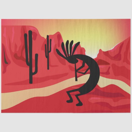 Kokopelli Desert Sunset Southwest Decoupage Tissuepapier (Voorkant)