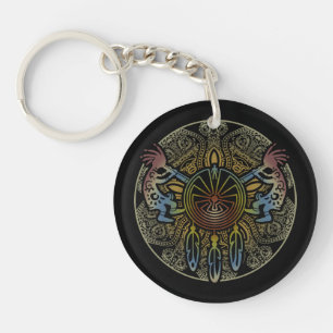 Kokopelli Duo - Man in het doolhof - Dreamcatcher Sleutelhanger
