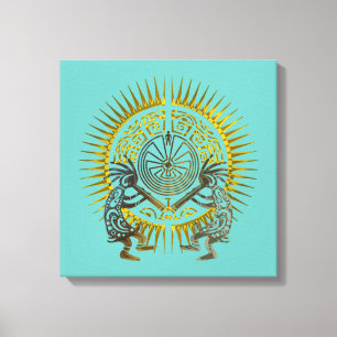 Kokopelli Duo - Man in het doolhof - zo 1 Canvas Afdruk