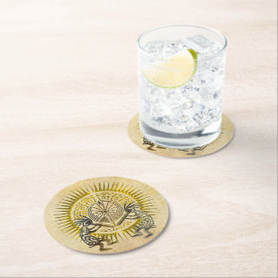 Kokopelli Duo - Man in het doolhof - zo 1 Ronde Kartonnen Onderzetter