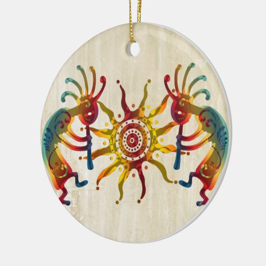 KOKOPELLI DUO SUN en uw ideeën Keramisch Ornament (Links)