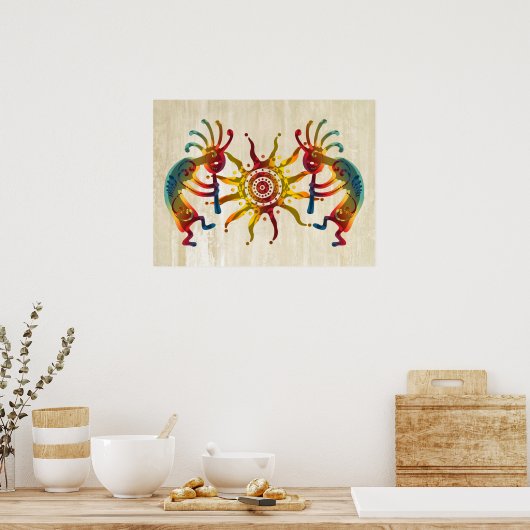 KOKOPELLI DUO SUN en uw ideeën Poster (Keuken)