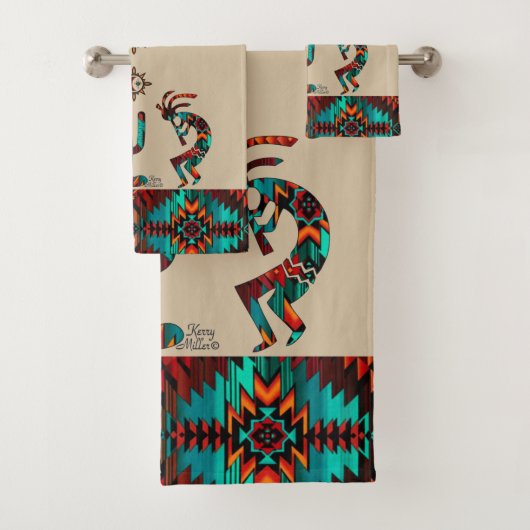 Kokopelli en cactus bad handdoek (Insitu)