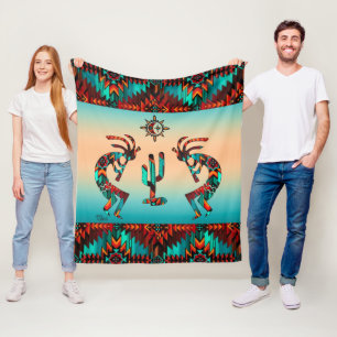 Kokopelli en cactus fleece deken