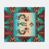 Kokopelli en cactus fleece deken (Voorkant (Horizontaal))