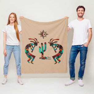 Kokopelli en Cactus Fleece Deken