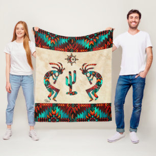 Kokopelli en cactus fleece deken