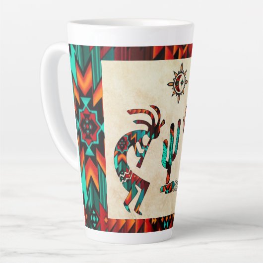 Kokopelli en cactus latte mok (Linkerhoek)