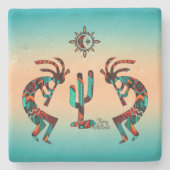 Kokopelli en cactus stenen onderzetter (Voorkant)