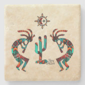 Kokopelli en cactus stenen onderzetter (Voorkant)