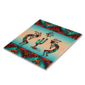 Kokopelli en cactus tegeltje (Zijkant)