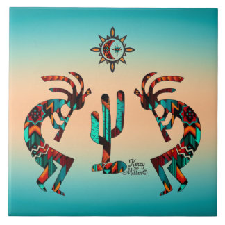 Kokopelli en cactus tegeltje