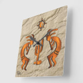 Kokopelli en Cactus vierkante wandklok Klok (Hoek)