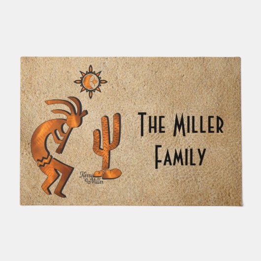 Kokopelli en cactus welkom deurmat (Voorkant)