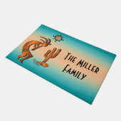 Kokopelli en cactus welkom deurmat (Schuin)