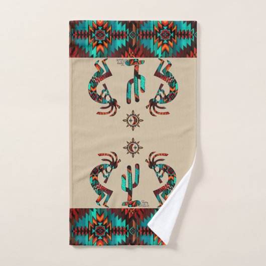 Kokopelli Et Cactus (Serviette à main)