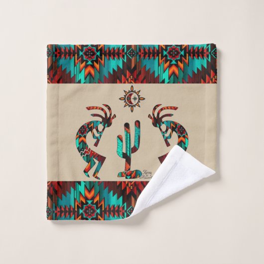 Kokopelli Et Cactus (Gant de toilette)