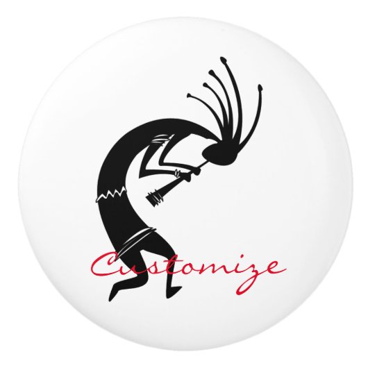 Kokopelli flute player Thunder_Cove Keramische Knop (Voorkant)