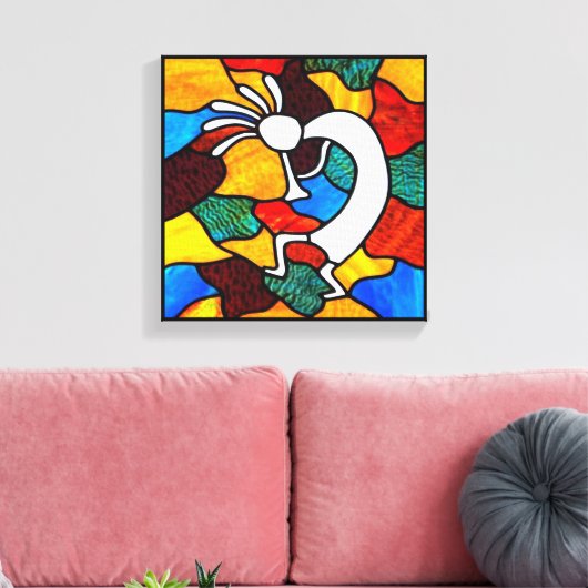 Kokopelli Glas in lood Canvas Print (Insitu (Woonkamer))