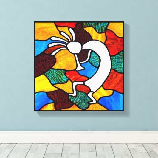 Kokopelli Glas in lood Canvas Print (Insitu (Houten vloer))