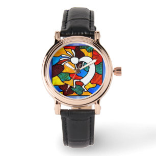 Kokopelli Glas in lood Horloge