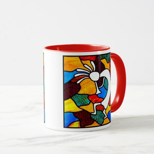 Kokopelli Glas in lood Mok (Voorkant rechts)