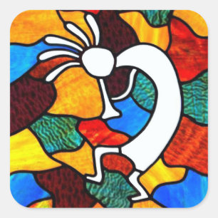 Kokopelli Glas in lood Sticker
