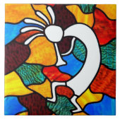Kokopelli Glas in lood Tile Tegeltje (Voorkant)
