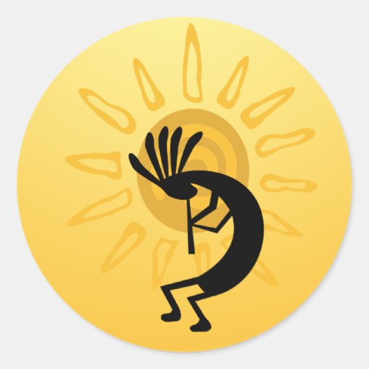 Kokopelli Gold Sun 3" Sticker (Voorkant)