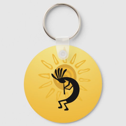 Kokopelli Gold Sun Custom Sleutelhanger (Voorkant)