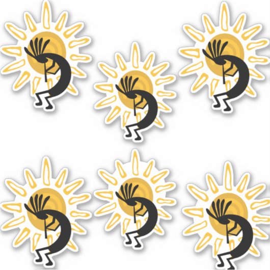 Kokopelli Gold Sun Group of 6 Vinyl Sticker (Devant)