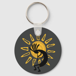 Kokopelli Gold Sun Southwest Sleutelhanger