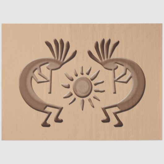 Kokopelli Golden Sun Broned Decoupage Tissuepapier (Voorkant)