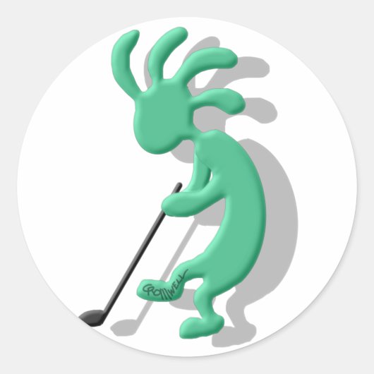 Kokopelli Golf Ronde Sticker (Voorkant)