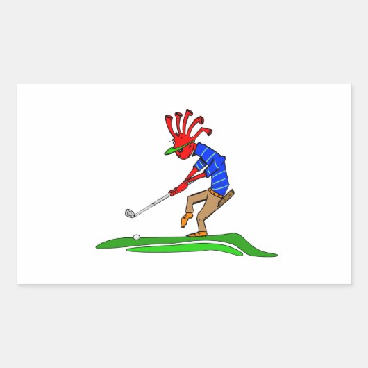 Kokopelli Golfer Rechthoekige Sticker (Voorkant)