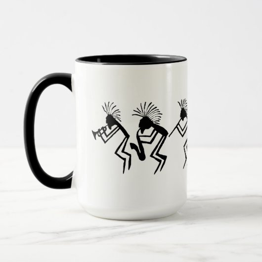 Kokopelli Horn en Flute Player Petroglyph Mok (Links)