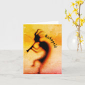 Kokopelli Joy Good Luck Note Kaart (Gele Bloem)