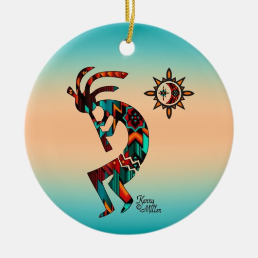 Kokopelli-kerstversiering Keramisch Ornament (Voorkant)